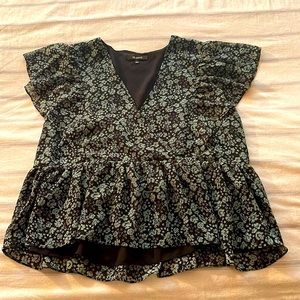 Madewell floral flutter-sleeve peplum top size L